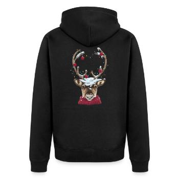 Christmas Time - Unisex Premium Bio Zip Hoodie - Schwarz - Hinten - Nico (187cm)