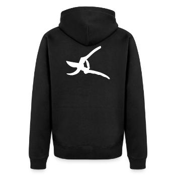Pruning shears in white! Fire gift idea - Unisex Premium Organic Zip Hoodie - black - Back - Nico (187cm)