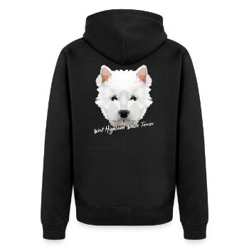 West Highland White Terrier Low Poly Gift - Veste à capuche bio Premium Unisexe - noir - Dos - Nico (187cm)