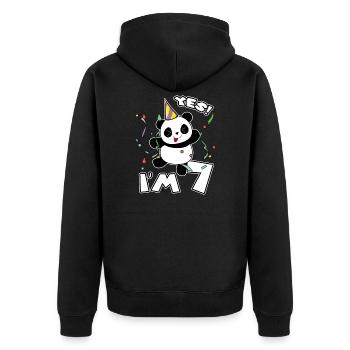 7th Birthday Panda Party Yes I'm 7 Years Old Gift - Unisex Premium Organic Zip Hoodie - black - Back - Nico (187cm)