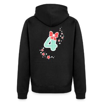Four 4th birthday girl 4 with bow number - Unisex Premium Organic Zip Hoodie - black - Back - Nico (187cm)