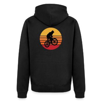 Mountainbiker Mountainbike MTB retro - Unisex Premium Organic Zip Hoodie - black - Back - Nico (187cm)