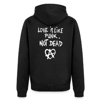 L'amour est comme le punk pas mort anarchie l'amour - Veste à capuche bio Premium Unisexe - noir - Dos - Nico (187cm)