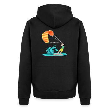 Kite Surfing Surfboard Surfbus Surfer Girl Gift - Unisex Premium Organic Zip Hoodie - black - Back - Nico (187cm)