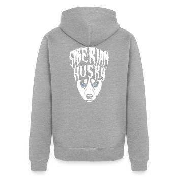 Sibirischer Husky - Unisex Premium Bio Zip Hoodie - Grau meliert - Hinten - Nico (187cm)