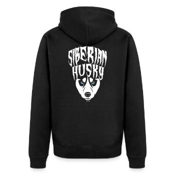 Sibirischer Husky - Unisex Premium Bio Zip Hoodie - Schwarz - Hinten - Nico (187cm)