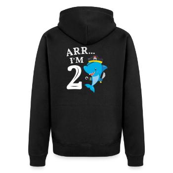 Pirates 2nd Birthday Party 2 Years Shark Gift Idea - Unisex Premium Organic Zip Hoodie - black - Back - Nico (187cm)