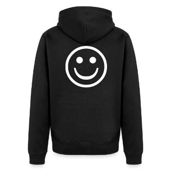 Smilie - Unisex Premium Organic Zip Hoodie - black - Back - Nico (187cm)