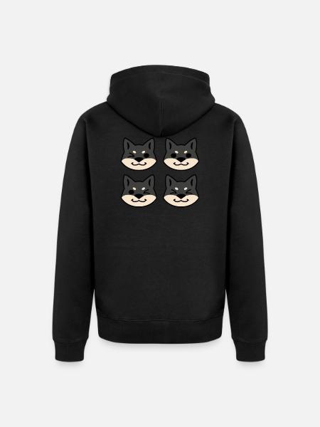 Four Black and Tan Shibas - Unisex Premium Organic Zip Hoodie - black