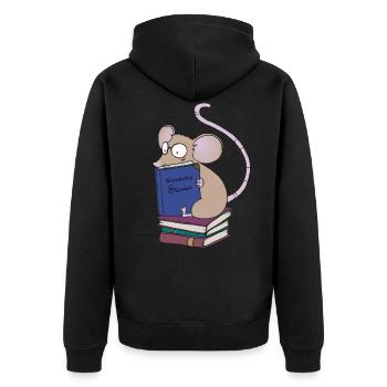 Leseratte mit Büchern wundervolle Geschichten - Unisex Premium Bio Zip Hoodie - Schwarz - Hinten - Nico (187cm)