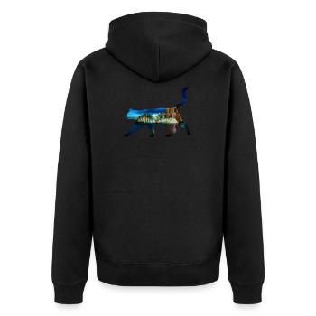 Singapur Urlaub Ferien Reisen Malaysia Geschenk - Unisex Premium Bio Zip Hoodie - Schwarz - Hinten - Nico (187cm)