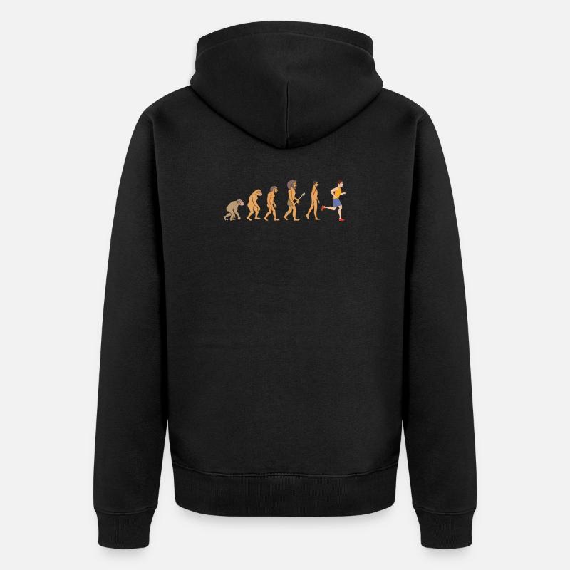 Funny Running Evolution Jogging Cardio Runner Gift - Unisex Premium Organic Zip Hoodie - black