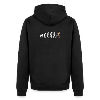 Läufer Evolution Rennen Fitness Joggerin Geschenk - Unisex Premium Bio Zip Hoodie - Schwarz - Hinten - Nico (187cm)