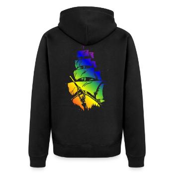 Bateau Pirate dans le drapeau LGBT - Veste à capuche bio Premium Unisexe - noir - Dos - Nico (187cm)