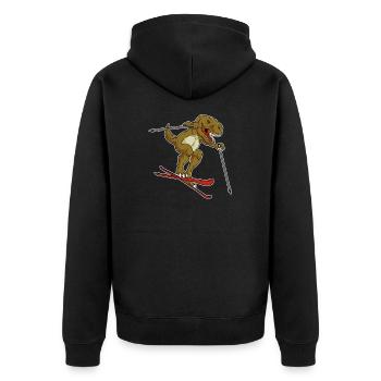T-Rex Ski Winter Sports Ski Holidays Dinosaurs - Unisex Premium Organic Zip Hoodie - black - Back - Nico (187cm)