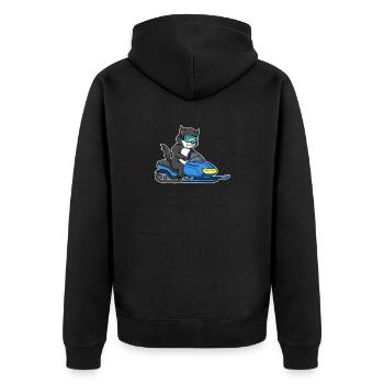 Katze Schneemobil Winter Surfen Kätzchen - Unisex Premium Bio Zip Hoodie - Schwarz - Hinten - Nico (187cm)