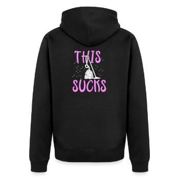 Lustig Staubsauger Haushälterin Hausfrau Geschenk - Unisex Premium Bio Zip Hoodie - Schwarz - Hinten - Nico (187cm)