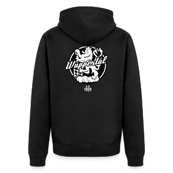 Wuppertal Wappen - Unisex Premium Bio Zip Hoodie - Schwarz - Hinten - Nico (187cm)