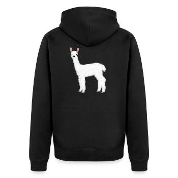 Alpaka 5 - Unisex Premium Bio Zip Hoodie - Schwarz - Hinten - Nico (187cm)
