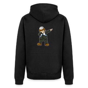 Jewish Bar Mitzvah Boy Dabbing Happy Hanukah - Unisex Premium Organic Zip Hoodie - black - Back - Nico (187cm)
