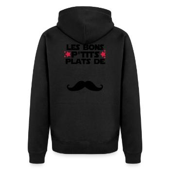 les bons p'tits plats de.......moustache - Veste à capuche bio Premium Unisexe - noir - Dos - Nico (187cm)