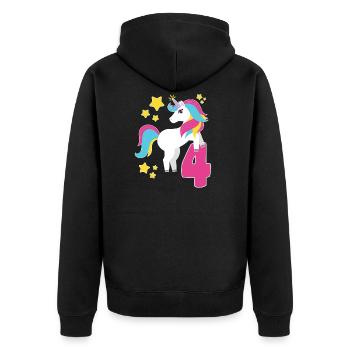 4e anniversaire Licorne Je suis Déjà 4 Cadeau - Veste à capuche bio Premium Unisexe - noir - Dos - Nico (187cm)