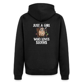 Just A Girl Who Loves Sloths Fun Faultier Costume - Veste à capuche bio Premium Unisexe - noir - Dos - Nico (187cm)