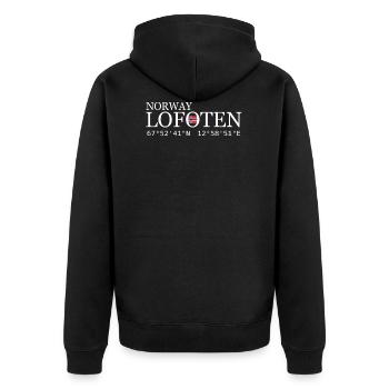 Lofoten Norwegen Norway - Unisex Premium Bio Zip Hoodie - Schwarz - Hinten - Nico (187cm)