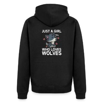 Just A Girl Who Loves Wolves Wolf Costume - Veste à capuche bio Premium Unisexe - noir - Dos - Nico (187cm)