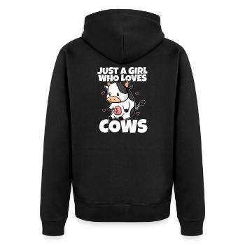 Just A Girl Who Loves Cow Milk Farmer Cow Costume - Unisex Premium Organic Zip Hoodie - black - Back - Nico (187cm)