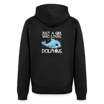Just A Girl Who Loves Dolphins Cute Blue Dolphin - Unisex Premium Organic Zip Hoodie - black - Back - Nico (187cm)