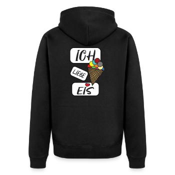 Ich Liebe Eis Freizeit Kinder T-Shirt Geschenkidee - Unisex Premium Bio Zip Hoodie - Schwarz - Hinten - Nico (187cm)