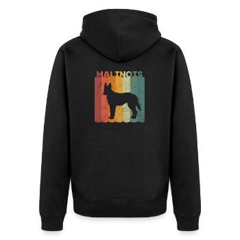 Retro Malinois Dog Dog Lover Gift Idea - Unisex Premium Organic Zip Hoodie - black - Back - Nico (187cm)