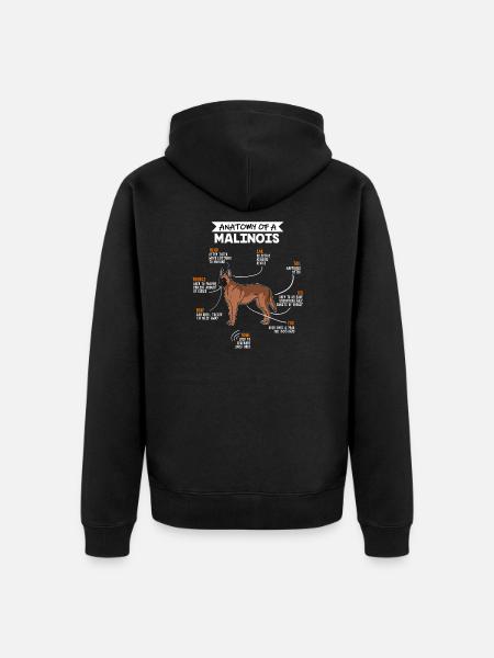 Anatomie des Malinois Hund Hundebesitzer - Unisex Premium Bio Zip Hoodie - Schwarz