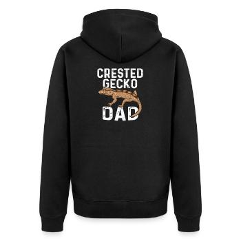 Kronengecko Papa Haustier Eidechse Reptil Geschenk - Unisex Premium Bio Zip Hoodie - Schwarz - Hinten - Nico (187cm)