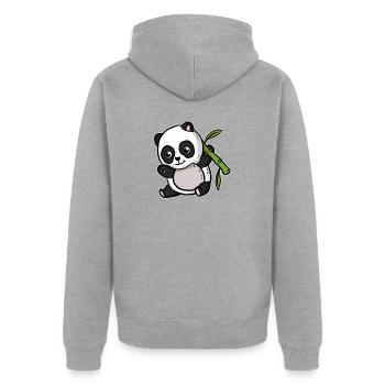 Mignon Kawaii Panda Ours - Veste à capuche bio Premium Unisexe - gris chiné - Dos - Nico (187cm)