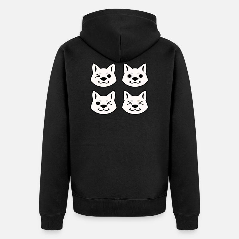 Quatre Shibas Blancs - Veste à capuche bio Premium Unisexe - noir