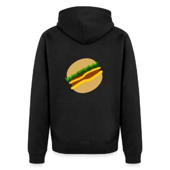 Burger Symbol - Unisex Premium Bio Zip Hoodie - Schwarz - Hinten - Nico (187cm)