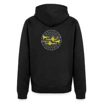 Trompete Blechblasinstrument Kornett Jazz Geschenk - Unisex Premium Bio Zip Hoodie - Schwarz - Hinten - Nico (187cm)
