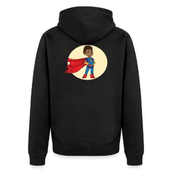 Superheld afro afroamerikanisch - Unisex Premium Bio Zip Hoodie - Schwarz - Hinten - Nico (187cm)