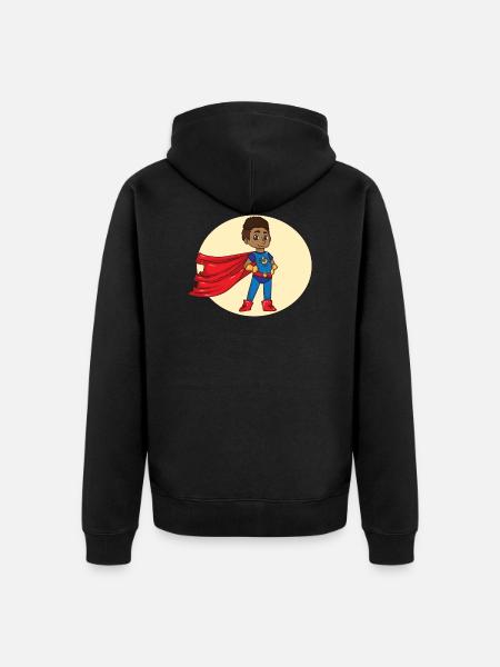 Superheld afro afroamerikanisch - Unisex Premium Bio Zip Hoodie - Schwarz