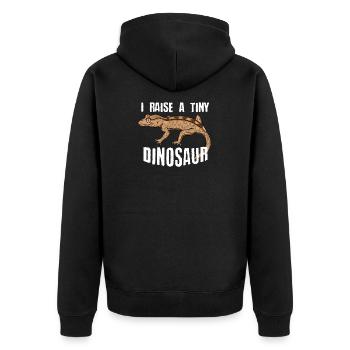 Funny Crested Gecko Pet Lizard Lover Reptile Gift - Unisex Premium Organic Zip Hoodie - black - Back - Nico (187cm)