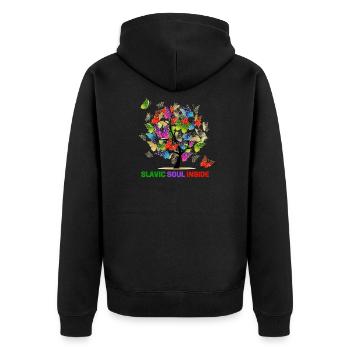 Arbre de vie et papillons. Symbole de bonheur. - Veste à capuche bio Premium Unisexe - noir - Dos - Nico (187cm)