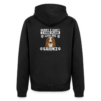 Sorry I Have Plans With My Saluki Dog Owner Gift - Unisex Premium Organic Zip Hoodie - black - Back - Nico (187cm)