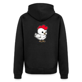 Cute Kawaii Chicken Farmer Gift - Unisex Premium Organic Zip Hoodie - black - Back - Nico (187cm)