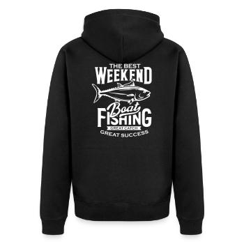 Fishing Boat - Unisex Premium Bio Zip Hoodie - Schwarz - Hinten - Nico (187cm)