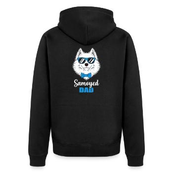 Cool Samoyed Dad Dog Gift - Unisex Premium Organic Zip Hoodie - black - Back - Nico (187cm)