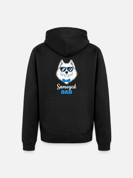 Cool Samoyed Dad Dog Gift - Unisex Premium Organic Zip Hoodie - black