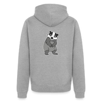 Cadeau doux de Blaireau - Veste à capuche bio Premium Unisexe - gris chiné - Dos - Nico (187cm)