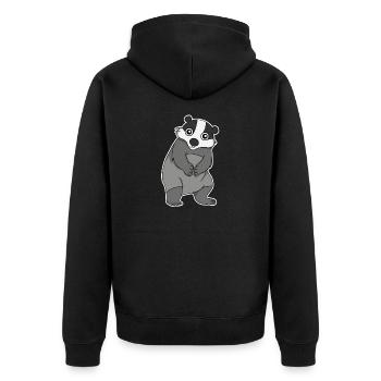Süßer Dachs Geschenk - Unisex Premium Bio Zip Hoodie - Schwarz - Hinten - Nico (187cm)